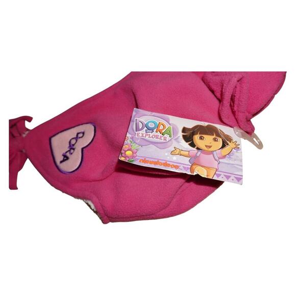 Vintage Deadstock Dora the Explorer Fleece Winter Hat Pink Sherpa Lined Kids NWT - Picture 7 of 9